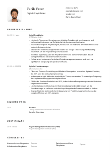 Lebenslauf-Vorlage für Digital-Projektleiter*in #1