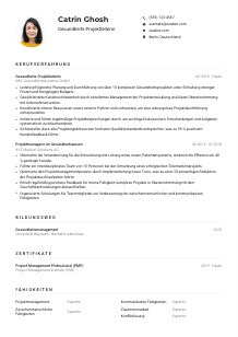 Lebenslauf-Muster für Gesundheits-Projektleiter*in