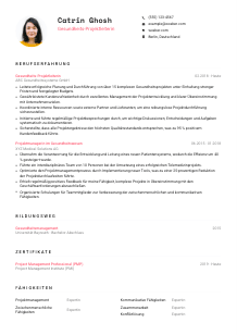 Lebenslauf-Vorlage für Gesundheits-Projektleiter*in #1