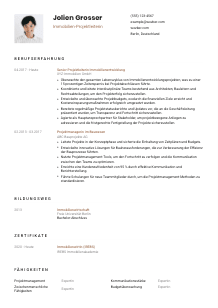 Lebenslauf-Vorlage für Immobilien-Projektleiter*in #1