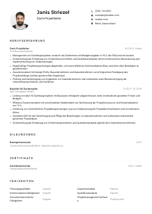 Lebenslauf-Muster für Dach-Projektleiter*in