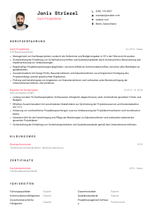 Lebenslauf-Vorlage für Dach-Projektleiter*in #1