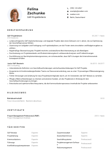 Lebenslauf-Muster für SAP-Projektleiter*in