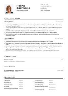 Lebenslauf-Vorlage für SAP-Projektleiter*in #2