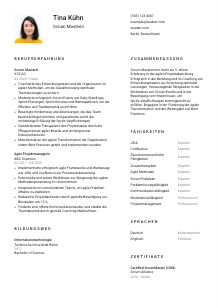 Lebenslauf-Vorlage für Scrum Master #1