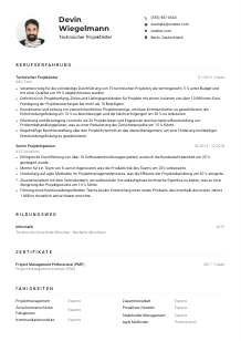 Lebenslauf-Muster für Technische*r Projektleiter*in