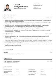 Lebenslauf-Vorlage für Technische*r Projektleiter*in #2