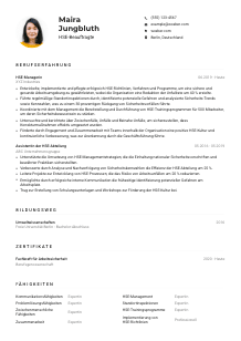 Lebenslauf-Muster für HSE-Beauftragte*r