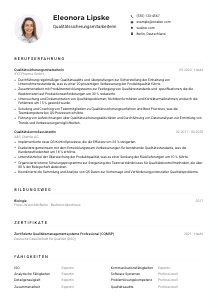 Lebenslauf-Muster für Qualitätssicherungsmitarbeiter*in