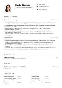 Lebenslauf-Muster für Qualitätssicherungsbeauftragte*r