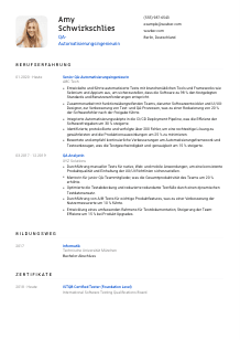 Lebenslauf-Vorlage für QA-Automatisierungsingenieur*in #1