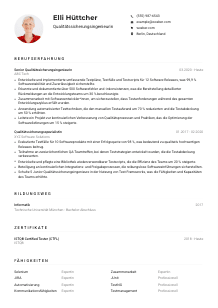 Lebenslauf-Muster für Qualitätssicherungsingenieur*in