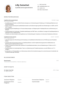 Lebenslauf-Muster für Qualitätssicherungstechniker*in