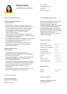 Lebenslauf-Vorlage für Qualitätssicherungstester*in #1