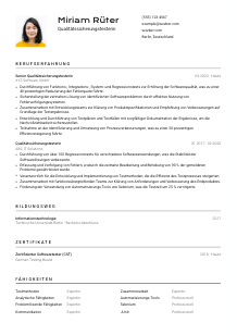 Lebenslauf-Vorlage für Qualitätssicherungstester*in #2