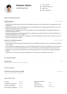 Lebenslauf-Muster für Qualitätsingenieur*in