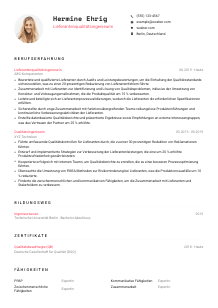 Lebenslauf-Vorlage für Lieferantenqualitätsingenieur*in #1