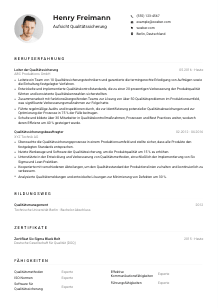 Lebenslauf-Muster für Aufsicht Qualitätssicherung