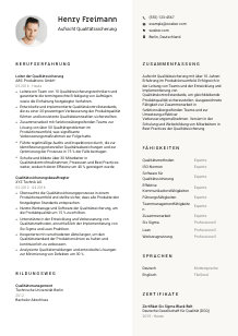 Lebenslauf-Vorlage für Aufsicht Qualitätssicherung #2