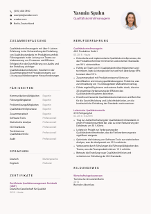 Lebenslauf-Vorlage für Qualitätskontrollmanager*in #3