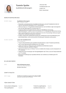 Lebenslauf-Vorlage für Qualitätskontrollmanager*in #1