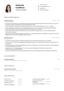 Lebenslauf-Muster für Qualitätsmanager*in