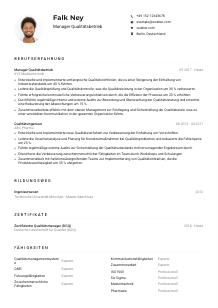 Lebenslauf-Muster für Manager*in Qualitätsbetrieb