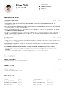 Lebenslauf-Muster für Qualitätsaufsicht