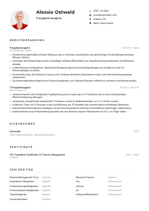 Lebenslauf-Muster für Freigabemanager*in