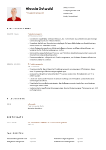 Lebenslauf-Vorlage für Freigabemanager*in #1