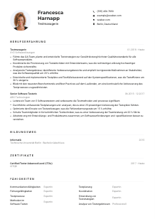 Lebenslauf-Muster für Testmanager*in