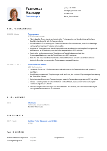 Lebenslauf-Vorlage für Testmanager*in #1