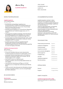 Lebenslauf-Vorlage für Qualitätsinspektor*in #2