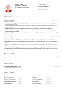 Lebenslauf-Muster für Qualitätskontrollprüfer*in
