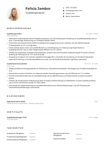 Lebenslauf-Muster für Qualitätsspezialist*in