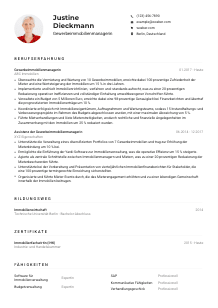 Lebenslauf-Muster für Gewerbeimmobilienmanager*in
