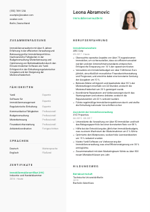 Lebenslauf-Vorlage für Immobilienverwalter*in #2