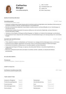 Lebenslauf-Muster für Immobilienanalyst*in