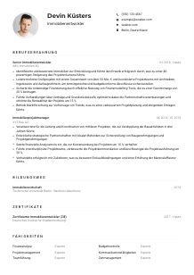 Lebenslauf-Muster für Immobilienentwickler*in