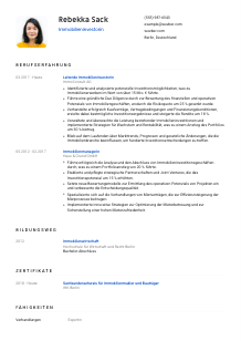 Lebenslauf-Vorlage für Immobilieninvestor*in #1