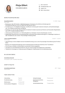 Lebenslauf-Muster für Immobilienmakler*in