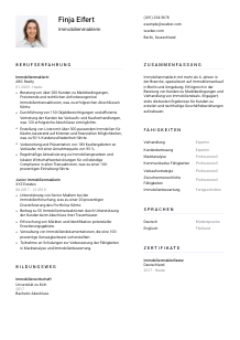 Lebenslauf-Vorlage für Immobilienmakler*in #1