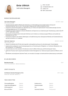 Lebenslauf-Muster für Call-Center-Manager*in