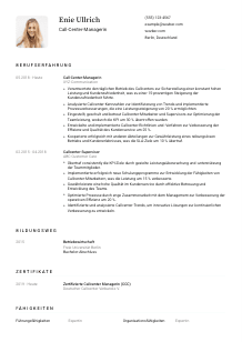 Lebenslauf-Vorlage für Call-Center-Manager*in #1