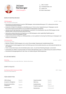 Lebenslauf-Vorlage für CRM-Manager*in #1
