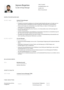 Lebenslauf-Vorlage für Kunden-Erfolgs-Manager*in #1
