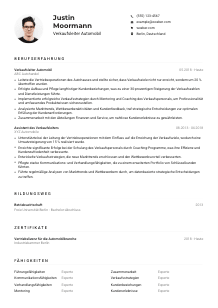 Lebenslauf-Muster für Verkaufsleiter*in Automobil