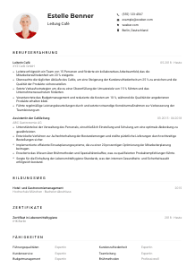 Lebenslauf-Muster für Leitung Café
