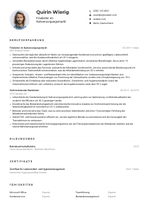 Lebenslauf-Muster für Filialleiter*in Nahversorgungsmarkt