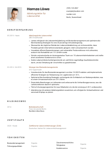 Lebenslauf-Vorlage für Abteilungsleiter*in Lebensmittel #1
